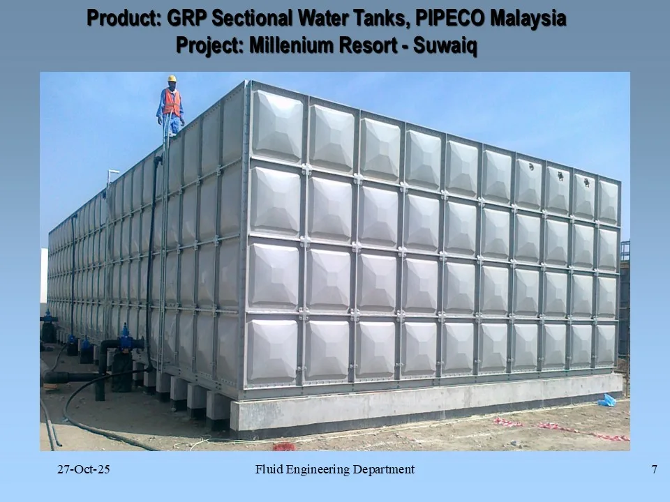 GRP Sectional Water Tanks, PIPECO Malaysia 
Project: Millenium Resort - Suwaiq